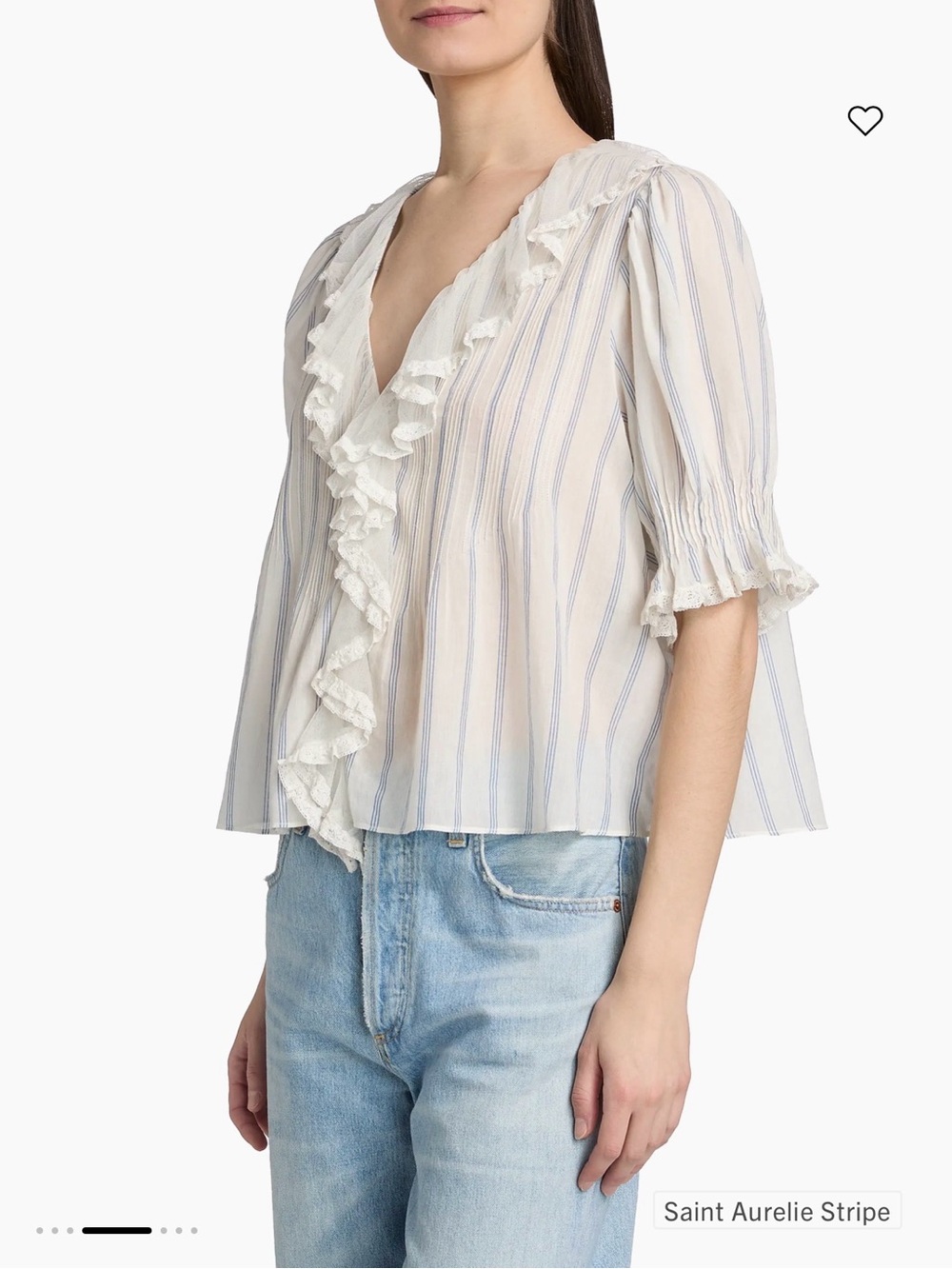 Doen Henri Striped Ruffle Front Top Size Medium - Picture 3 of 11